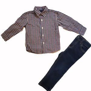 Nautica x B'gosh Outfit - 24 Mos. - Navy / Burgundy / White